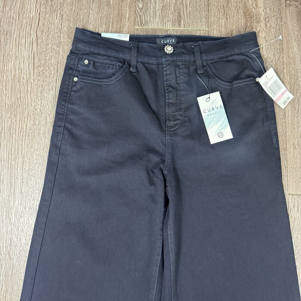 Curve Appeal High Rise Wide Leg Jeans Size 10 / 30 Dark Wash Blue - Picture 2 of 11